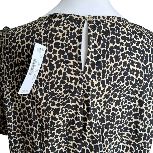 J. CREW Leopard Print Poplin Short Puff Sleeve Crisp Animal Cheetah Size Large - Picture 10 of 17